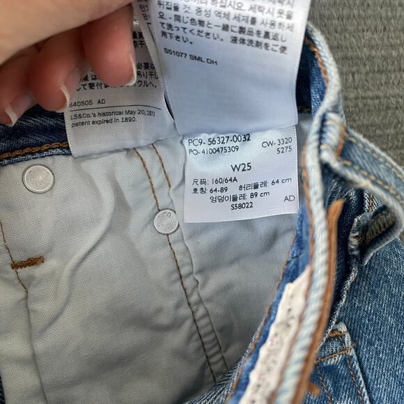 Levi's 501 Jeans Shorts Women 25 Blue High Rise Raw Hem Dark Wash Button Fly - Picture 6 of 8